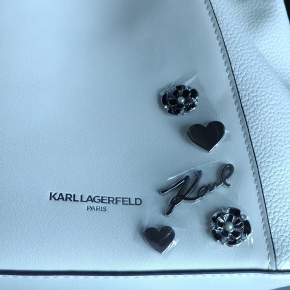 Karl Lagerfeld White Shoulder Bag with Embellishments - Picture 5 of 9